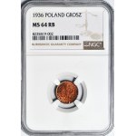 1 grosz 1936, menniczy, kolor RB