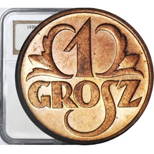 1 grosz 1939, menniczy, kolor RD