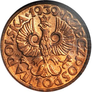 1 grosz 1939, menniczy, kolor RD