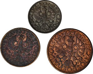 1, 2 and 5 pennies 1937, set of 3 pcs, beautiful