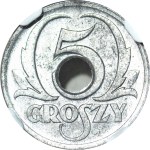 5 groszy 1939, Okupacja, mennicze, mocno jasny odcień