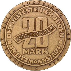 20 marek, medal PIENIĄDZ GETTA ŁÓDZKIEGO 1940-1944, brąz