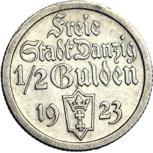Wolne Miasto Gdańsk, 1/2 guldena 1923, ładne