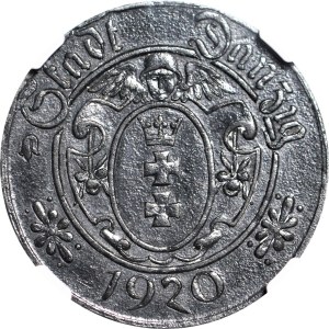 RRR-, Gdańsk, 10 fenigów 1920 odmiana 61.1/13, rzadkość C3