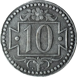 RRR-, Free City of Danzig, 10 1920 fenig, 56 pearls, 2.5g thick puck PIEDFORT