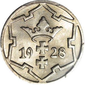 Wolne Miasto Gdańsk, 5 fenigów 1928, rzadki rocznik, mennicze