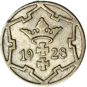 Wolne Miasto Gdańsk, 5 fenigów 1928, rzadki rocznik