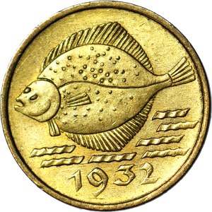 Free City of Danzig, 5 fenig 1932, Flounder, minted