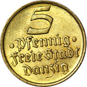 Wolne Miasto Gdańsk, 5 fenigów 1932, Flądra, mennicze