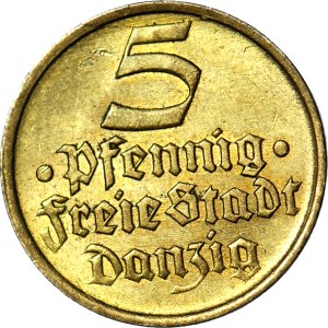 Free City of Danzig, 5 fenig 1932, Flounder, minted