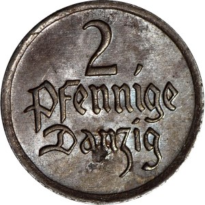 Wolne Miasto Gdańsk, 2 fenigi 1923, mennicze, wspaniale