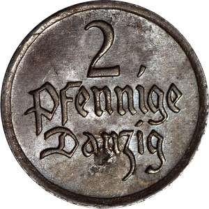 Free City of Danzig, 2 fenigs 1923, mint, magnificent