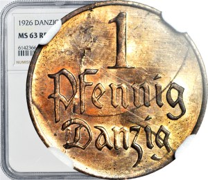 Free City of Gdansk, 1 fenig 1926, mint, color RB