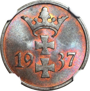 Free City of Gdansk, 1 fenig 1937, mint, color RB