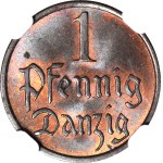 Wolne Miasto Gdańsk, 1 fenig 1937, menniczy, kolor RB