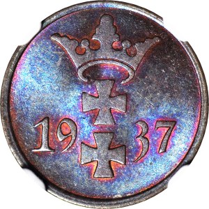 Free City of Gdansk, 1 fenig 1937, mint, color BN