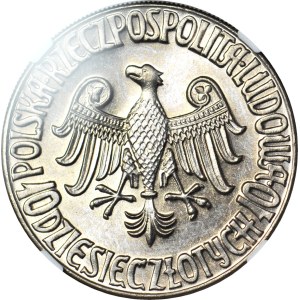 10 złotych 1964 Kazimierz Wielki, PRÓBA, wklęsły napis PRÓBA