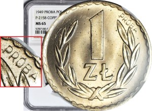 1 gold 1949 MN, intaglio inscription PRÓBA, circulation?, c.a.