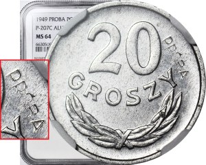 20 pennies 1949 Al, intaglio inscription PRÓBA, warrant?, c.a.