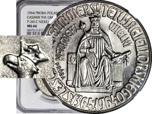 10 Gold 1964, SAMPLE, NIKIEL, Casimir the Great - eagle in the CORONA, POLITICALLY REJECTED TYPE - DESCRIPTION!!!