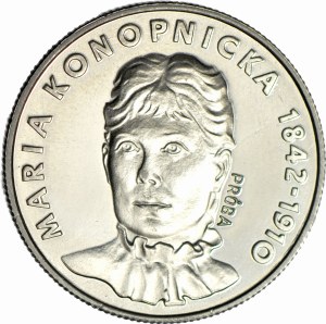 20 gold 1977, Maria Konopnicka, type with eagle as for M. Nowotko, SAMPLE, NIKIEL