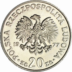 20 gold 1977, Maria Konopnicka, type with eagle as for M. Nowotko, SAMPLE, NIKIEL