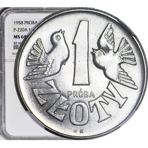 1 złoty 1958, Gołąbki, mennicze, RZADKOŚĆ, PRÓBA, NIKIEL
