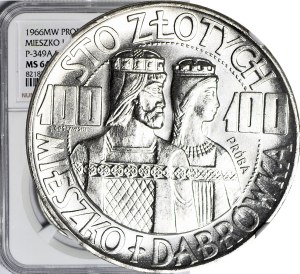 100 zloty 1966, Mieszko and Dabrowa, half figures, SILVER PROSPECTORY