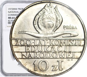 RRR-, 10 zl 1973 MN, 200 years of KEN, TECHNICAL SAMPLE, prooflike