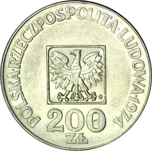 R-, 200 Złotych 1974, XXX LAT PRL, odwrotka 180 stopni