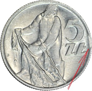 R-, 5 gold 1959 Rybak, DESTRUKT - disc punching error