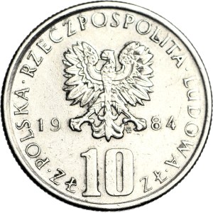 Polska Rzeczypospolita Solidarna, 10 złotych 1984, cegiełka, B Prus / Jan Paweł II
