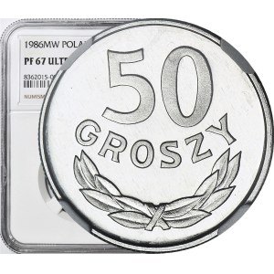 50 groszy 1986, nakład 5 tys., LUSTRZANE