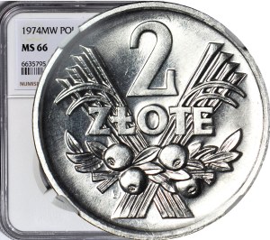 2 gold 1974, Berry, mint