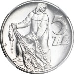 RRR-, 5 złotych 1960, Rybak, ZDWOJENIE MONOGRAMU, b rzadki