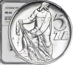 5 gold 1973, Fisherman, mint