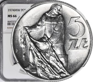 5 gold 1974, Fisherman, mint