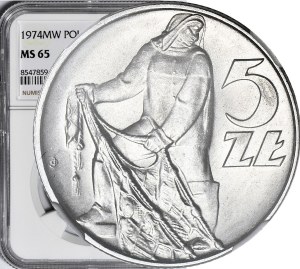 5 gold 1974, Fisherman, mint