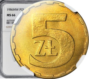 5 gold 1986, mint