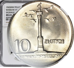 10 gold 1965, Large column, minted