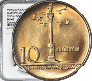 10 gold 1965, Large column, minted