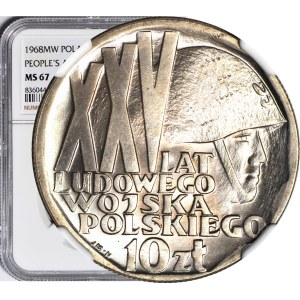 10 złotych 1968, XXV LAT LWP, mennicze