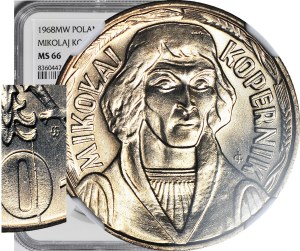 10 gold 1968, Nicolaus Copernicus, mint, stamp breakage