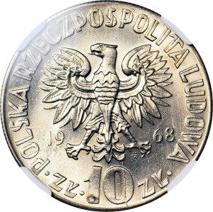 10 gold 1968, Nicolaus Copernicus, mint, stamp breakage