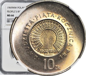 10 Gold 1969, 25th Anniversary of the People's Republic of Poland, minted