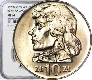10 gold 1970, Tadeusz Kosciuszko, thick date, mint.