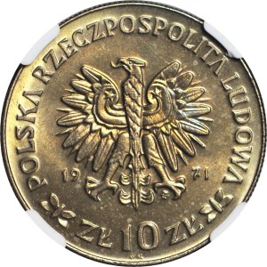 10 gold 1971, 50th anniversary of the Silesian Uprising, mint.