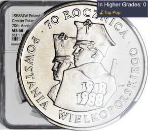 100 gold 1988, Greater Poland Uprising, minted