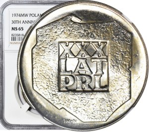 200 Gold 1974, XXX YEARS OF THE PRL, mint.