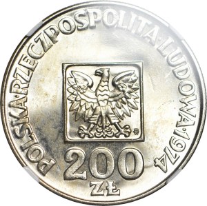 200 Gold 1974, XXX YEARS OF THE PRL, mint.